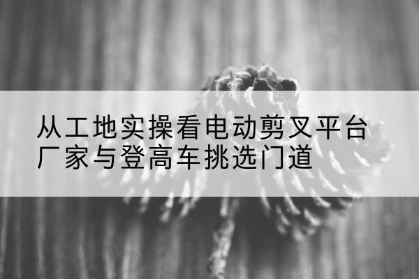 碌曲电动剪叉升降平台厂家-从工地实操看电动剪叉平台厂家与登高车挑选门道